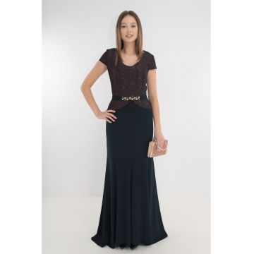 Rochie bleumarin din brocard