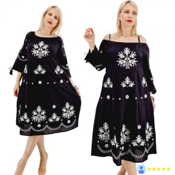 Rochie Dama cu Broderie Alba - Albena