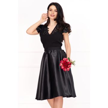 Rochie de ocazie Venezia neagra in clos cu fulgi si broderie