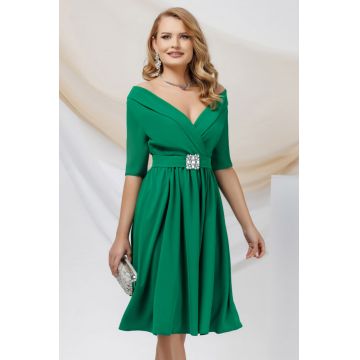 Rochie eleganta Pretty Girl in clos de ocazie verde cu cordon detasabil