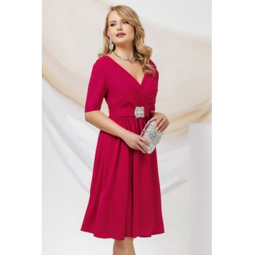 Rochie eleganta Pretty Girl in clos de ocazie zmeura cu cordon detasabil