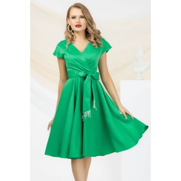 Rochie eleganta Pretty Girl verde in clos cu cordon detasabil