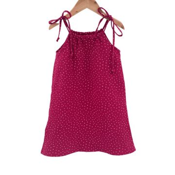 Rochie de vara cu snur pentru fetite, din muselina, Dots, 12-18 luni