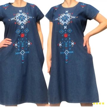 Rochie Traditionala din denim Sanda