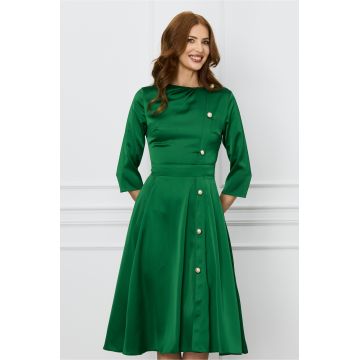 Rochie Dy Fashion verde cu nasturi pe o parte