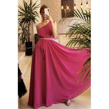 Rochie eleganta din voal de culoare fucsia