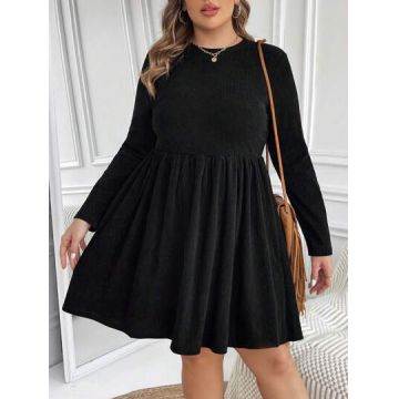 Rochie mini cu maneca lunga, clos, negru