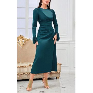 Rochie maxi, cu maneca lunga, verde, dama, Shein