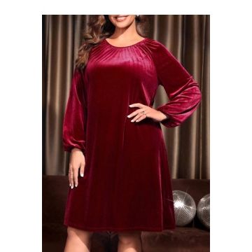 Rochie mini, cu maneca lunga, rosu, dama, Shein