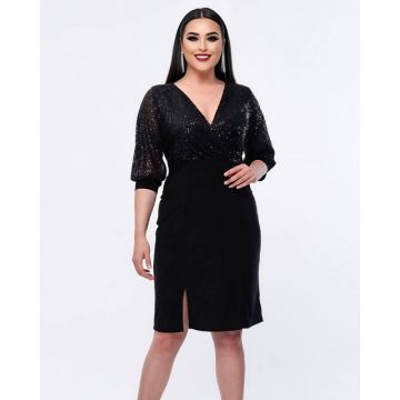 Rochie Lidia, pentru ocazii, cu paiete, model elegant, culoare negru 2197