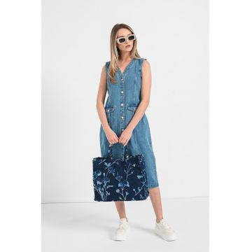 Rochie midi de denim - fara maneci