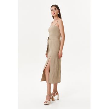 Rochie din amestec de in cu slit lateral