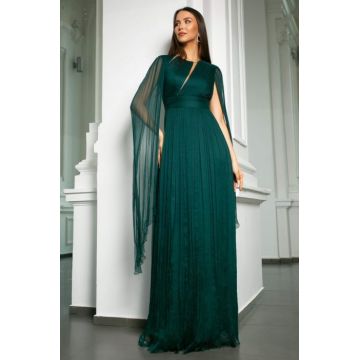 Rochie 5093 matase naturala verde Ginette