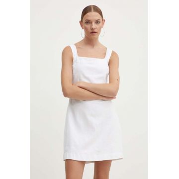Abercrombie & Fitch rochie din in culoarea alb, mini, drept
