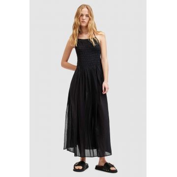 AllSaints rochie din bumbac IRIS DRESS culoarea negru, maxi, evazati, W068DA