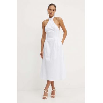 Bardot rochie GENEVIEVE culoarea alb, midi, evazati, 59364DB