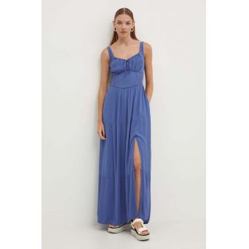 Hollister Co. rochie culoarea albastru marin, maxi, evazati