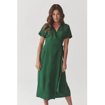 Rochie midi petrecuta din lyocell cu model uni