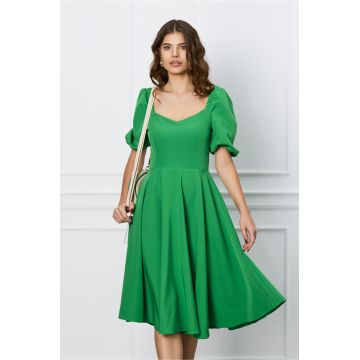 Rochie MBG verde cu elastic la umeri