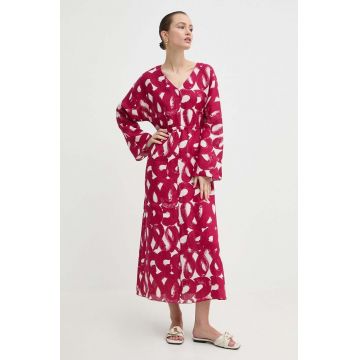 Liviana Conti rochie din in culoarea roz, maxi, oversize, L4SM31