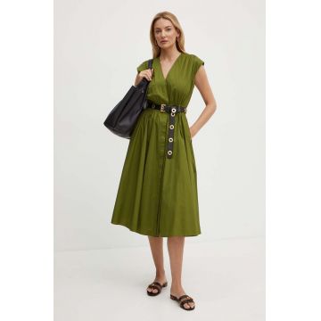 MICHAEL Michael Kors rochie culoarea verde, midi, evazati, MT482F5F4C