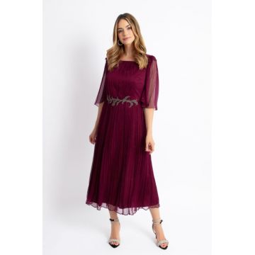 Rochie 710 bordo matase naturala Viada