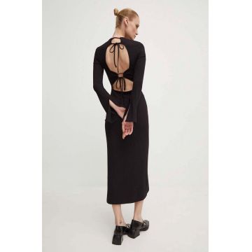 Bruuns Bazaar rochie LuteaBBElliana dress culoarea negru, midi, drept, BBW3979