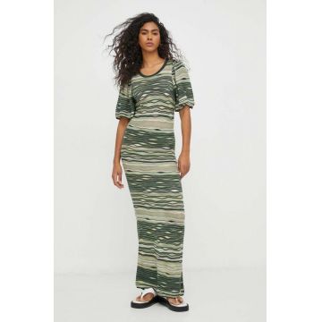 MUNTHE rochie culoarea verde, maxi, mulata