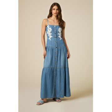 Rochie brodata de denim