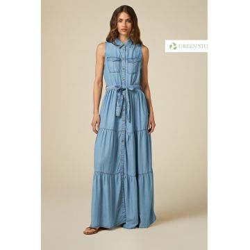 Rochie maxi din chambray de lyocell