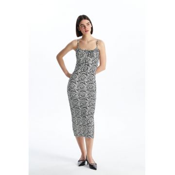 Rochie midi fara maneci cu model