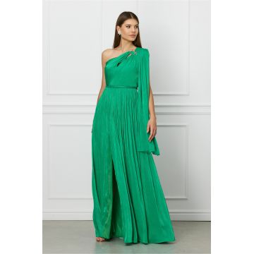 Rochie Leonard Collection lunga verde cu fir lurex