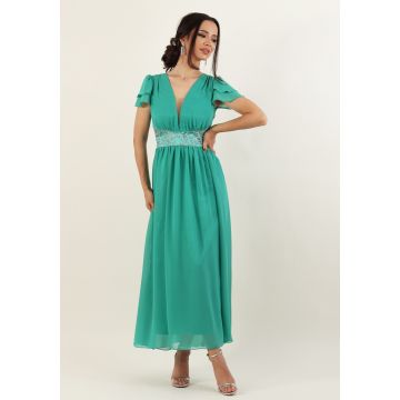 Rochie lunga din voal verde deschis 36