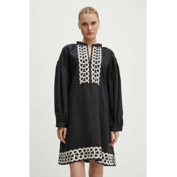 By Malene Birger rochie din in LIMONNA culoarea negru, mini, evazati, Q70967008