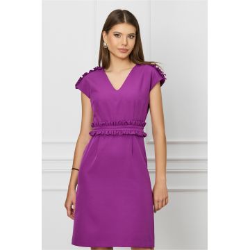 Rochie DY Fashion magenta cu volanase in talie si la umeri