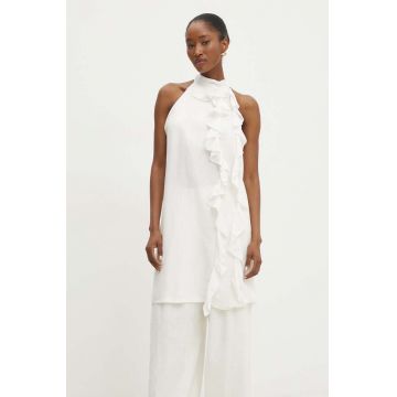 Answear Lab rochie din in culoarea alb, mini, drept