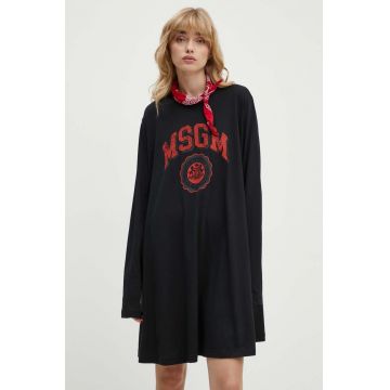 MSGM rochie din bumbac culoarea negru, mini, oversize, 3741MDA78.247798