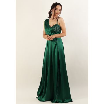 Rochie lunga cu pliuri Verde 36