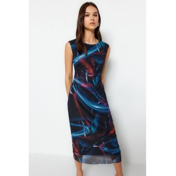 Rochie midi cu model abstract