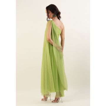 Rochie pe un umar Verde 34