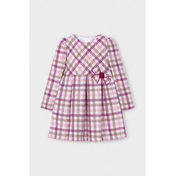 Mayoral rochie din amestec de lână pentru copii culoarea roz, mini, evazati, 4914