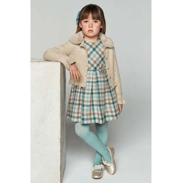 Mayoral rochie din amestec de lână pentru copii culoarea turcoaz, mini, evazati, 4914