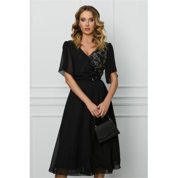 Rochie Ana neagra cu margele pe bust