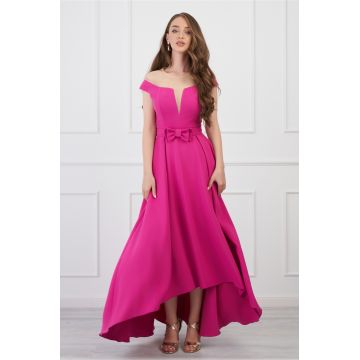 Rochie MBG fucsia lunga cu funda in talie