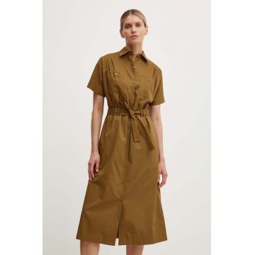 A.P.C. rochie din bumbac robe new drew culoarea verde, midi, drept, COGZR.F05959