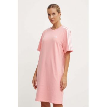 adidas rochie din bumbac Essentials culoarea roz, mini, drept, IY4242