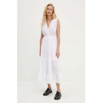 Answear Lab rochie din bumbac culoarea alb, maxi, evazati