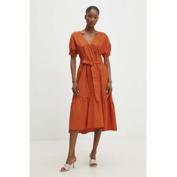 Answear Lab rochie din bumbac culoarea portocaliu, mini, evazati