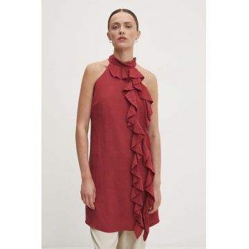 Answear Lab rochie din in culoarea rosu, mini, drept