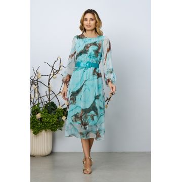 Rochie eleganta Saraia Turcoaz Multi